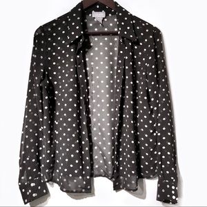 Old Navy black and white sheer polka dot top